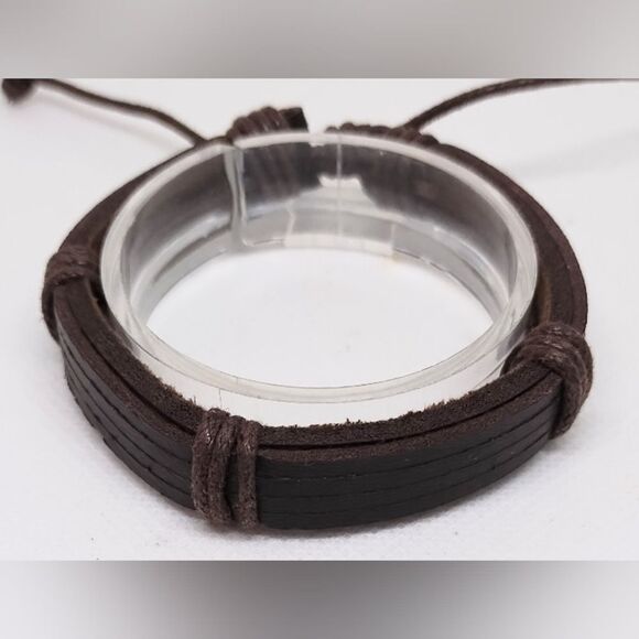 Men's bracelet leather brown new e72 - Picture 1 of 1